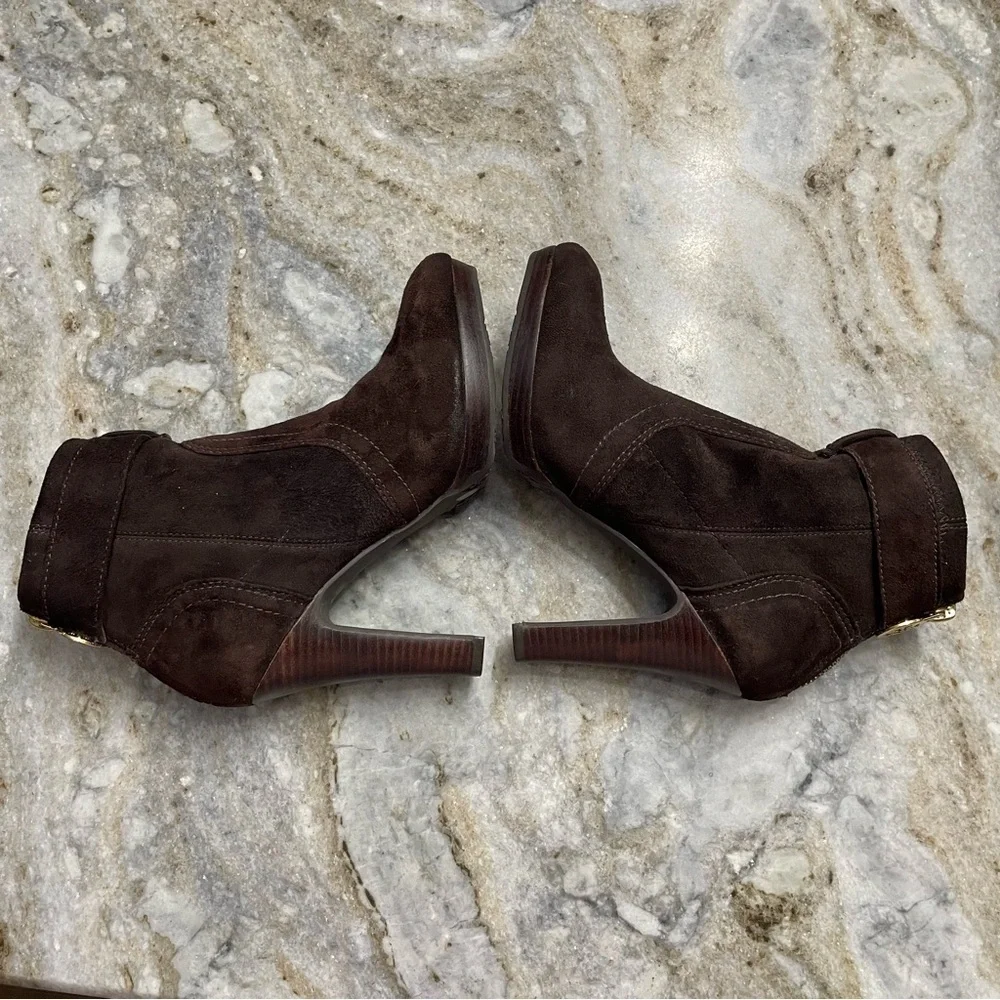 Tory Burch Brown Suede Melrose Platform Ankle Brown Boots Women's 5.5 M